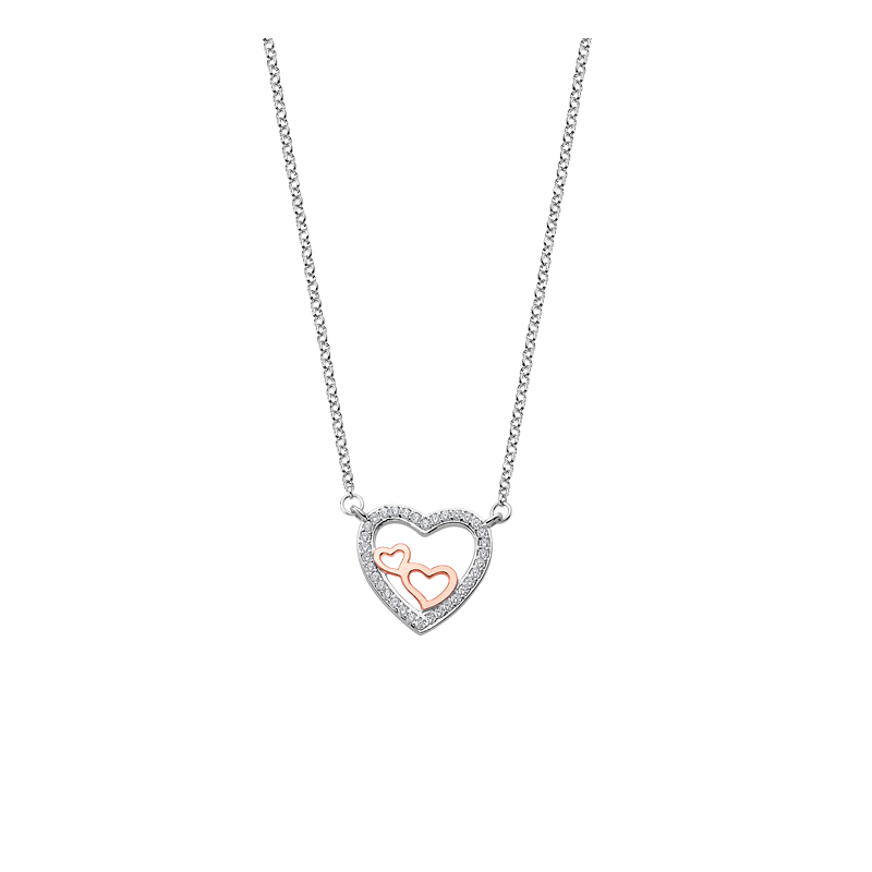 Collar de LOTUS SILVER, de plata de ley de 925 m/m, con forma de corazón, con circonitas