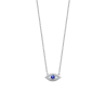 Colgante con cadena de plata de ley de 925 m/m, con forma de ojo, con circonitas y piedra azul