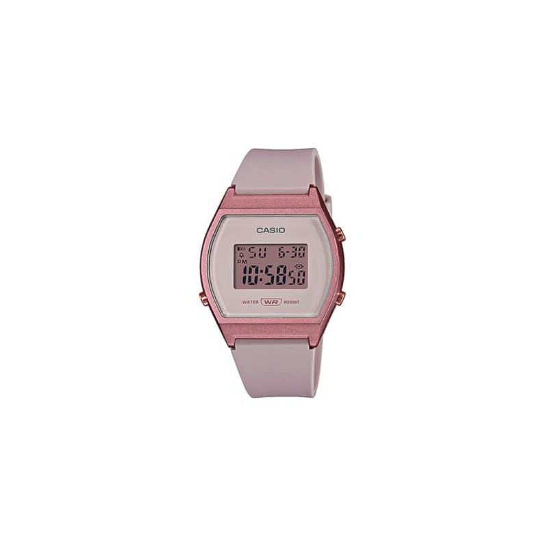 Reloj CASIO LW-204-4A de señora, caja dorada, correa de silicona blanca,