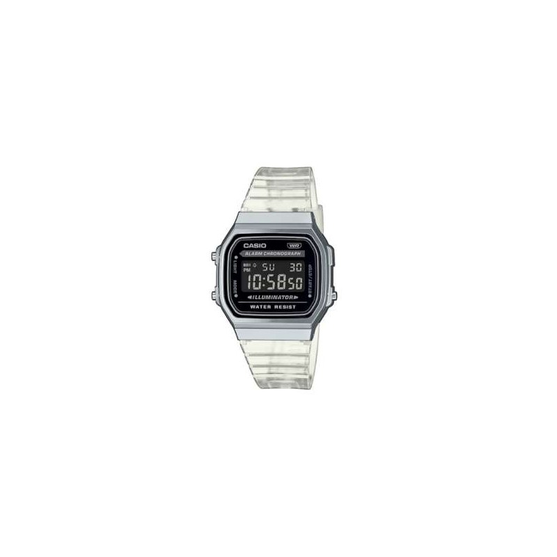 Reloj CASIO A168XES-1B, caja de acero, correa de silicona