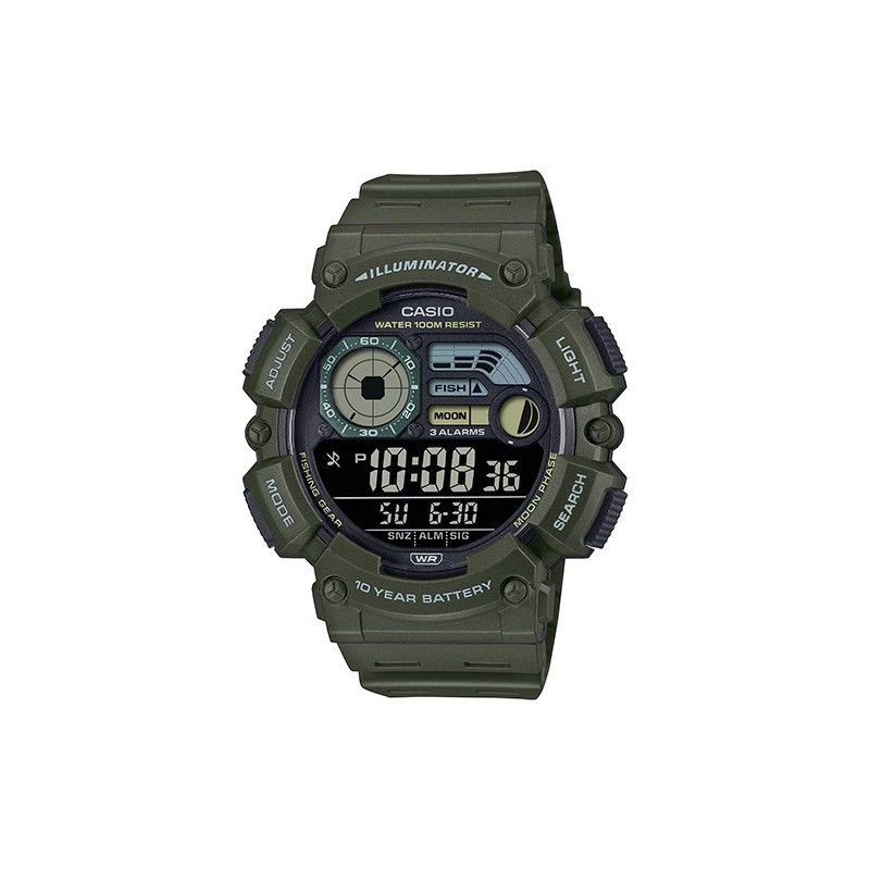 Reloj CASIO WS-1500H-3BV, caja y  correa de silicona, sumergible