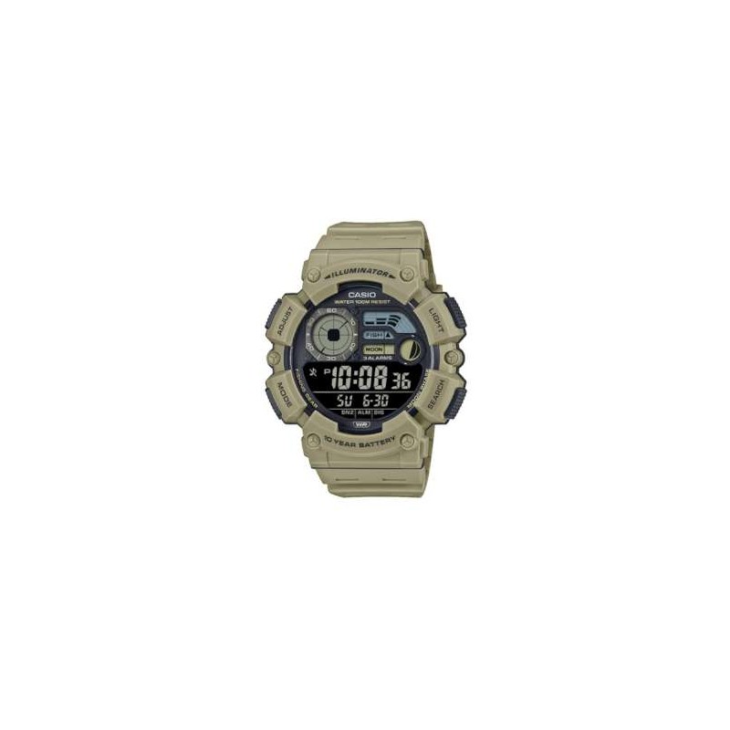 Reloj CASIO WS-1500H-5BV, caja y  correa de silicona, sumergible