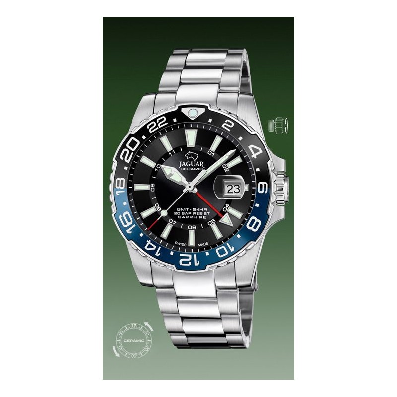 RELOJ SUIZO JAGUAR Ceramic GMT AZUL PARA HOMBRE. J1011/4