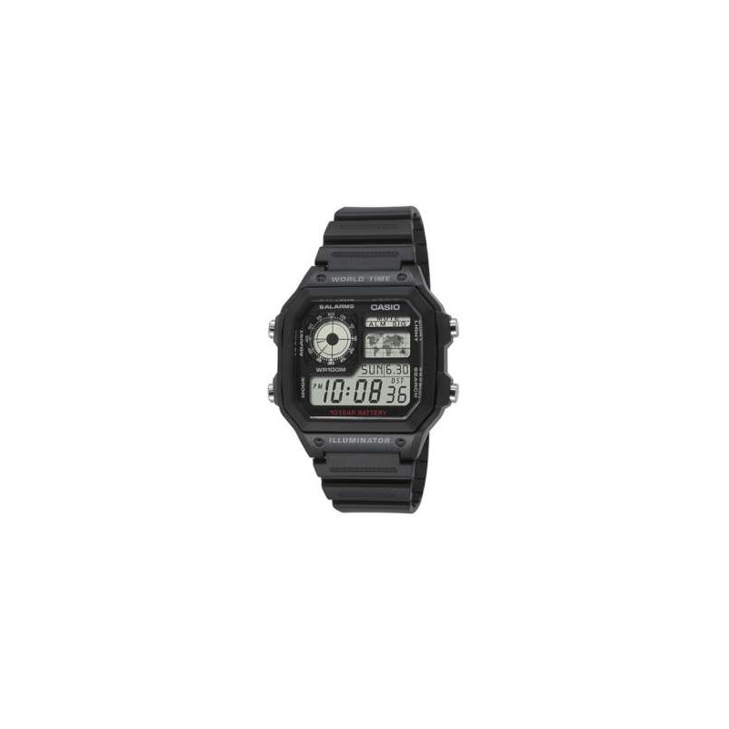 Reloj CASIO AE-1200WH-1AV, hora mundial, sumergible