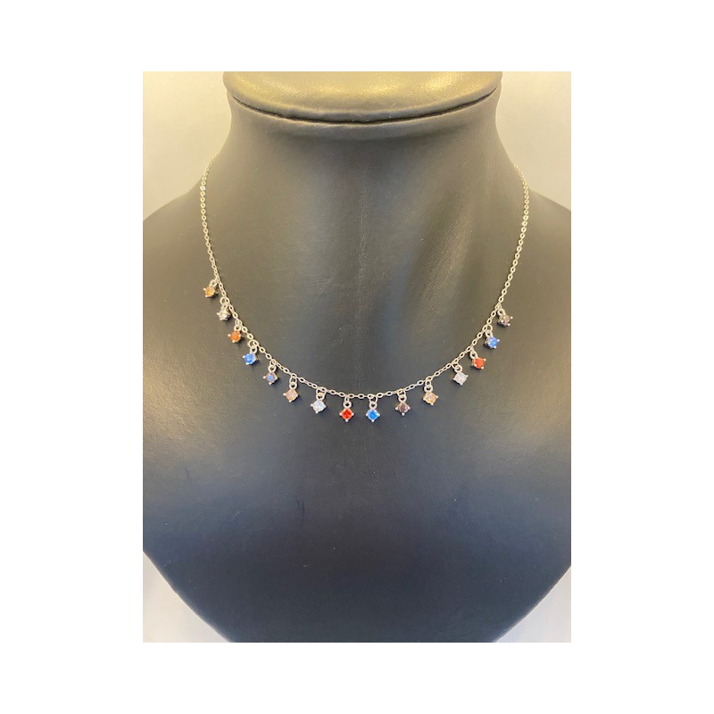 Collar de plata de ley de 925 m/m, con cadena y colgantes con circonitas