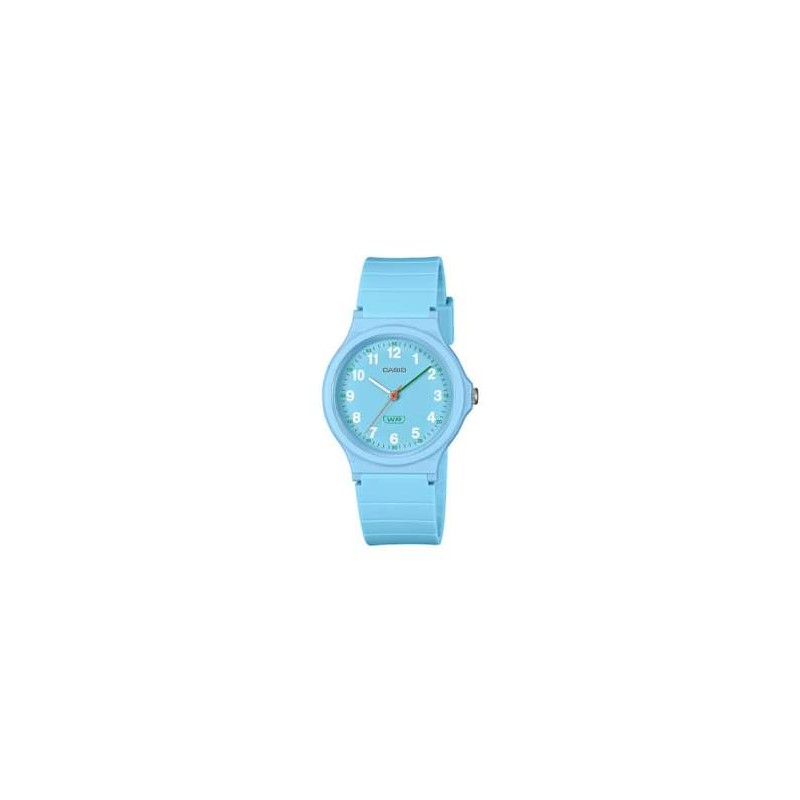 Reloj CASIO LQ-24B-2B, resistente al agua, color azul celeste.