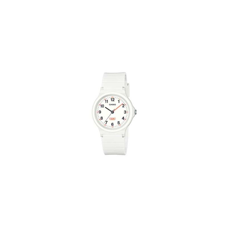 Reloj CASIO LQ-24B-7B, resistente al agua, color blanco.