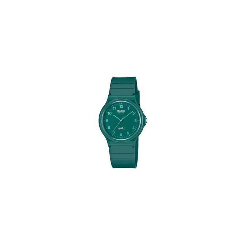 Reloj CASIO MQ-24B-3B, resistente al agua, color verde.