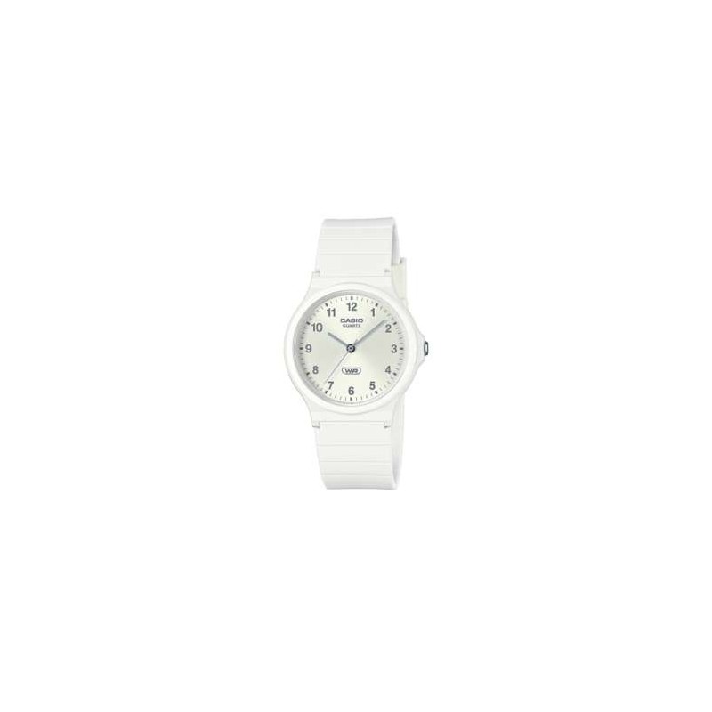 Reloj CASIO MQ-24B-7B, resistente al agua, color blanco.