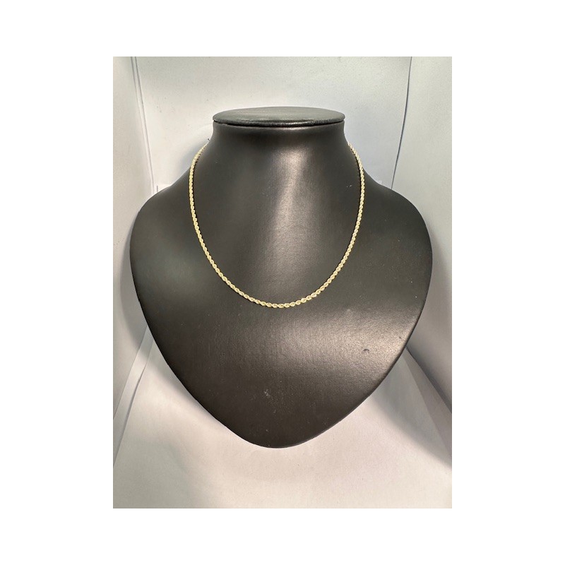 Collar de ORO amarillo de 18 KTS, cordón salomónico de 45 cms