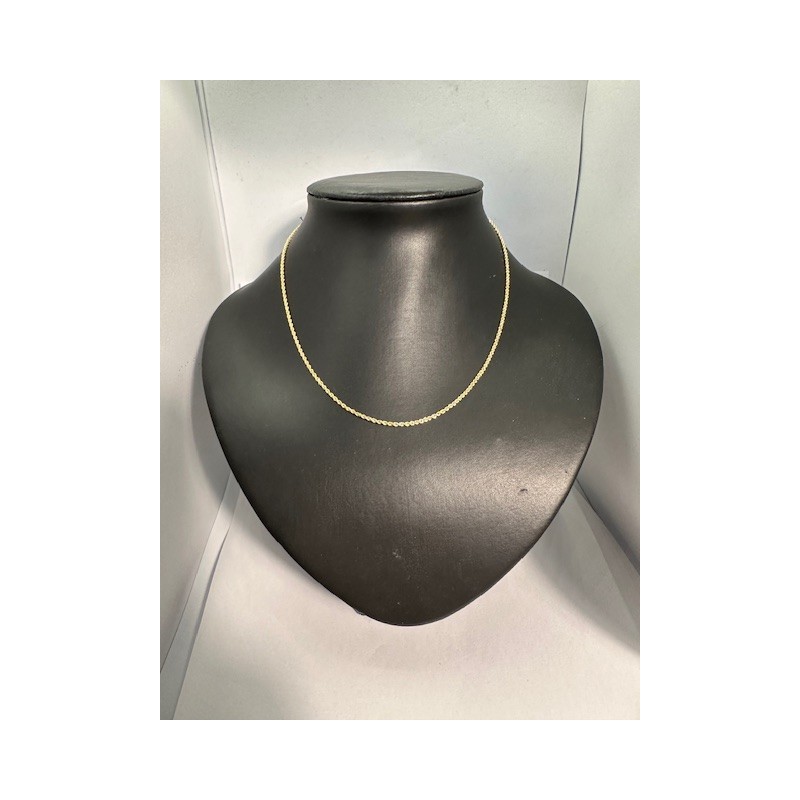 Collar de ORO amarillo de 18 KTS, cordón salomónico de 45 cms