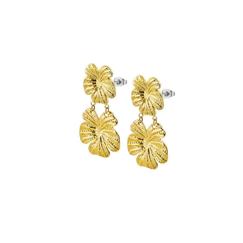 Pendientes de LOTUS STYLE, LS2436-4/2 de acero chapado en oro.