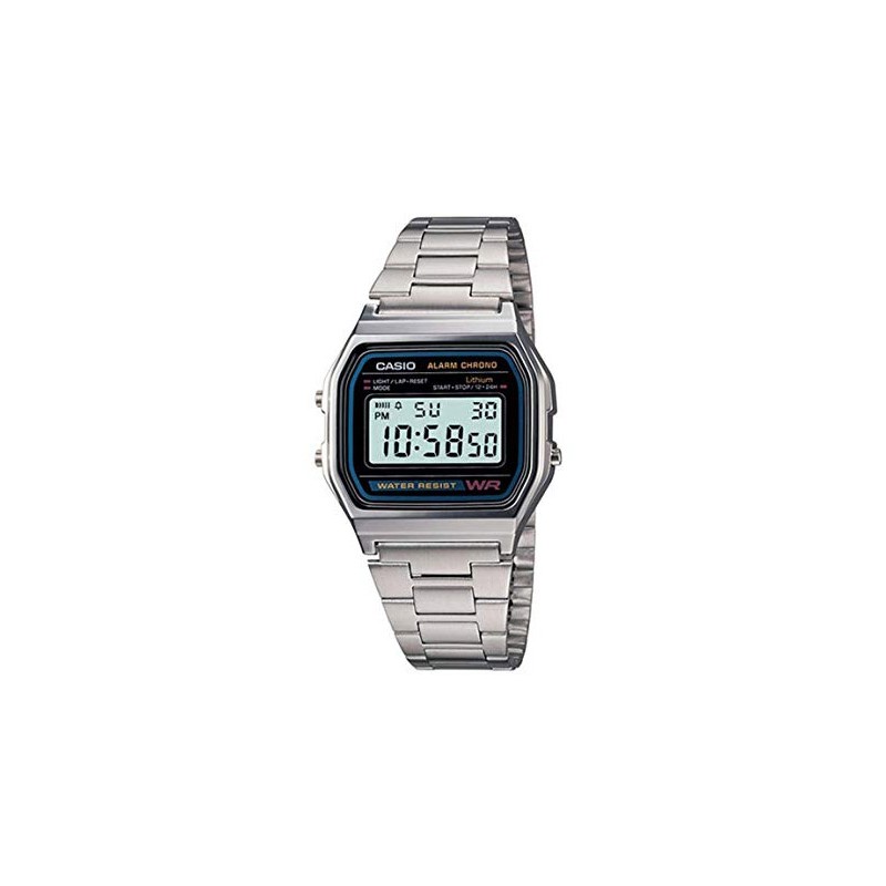 Reloj CASIO A158WA-1DF, digital, caja y pulsera de acero,